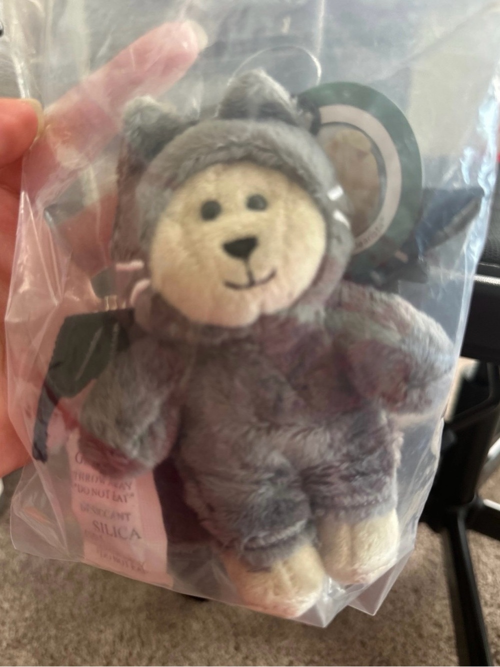 Starbucks Gray Plush Bear Keychain